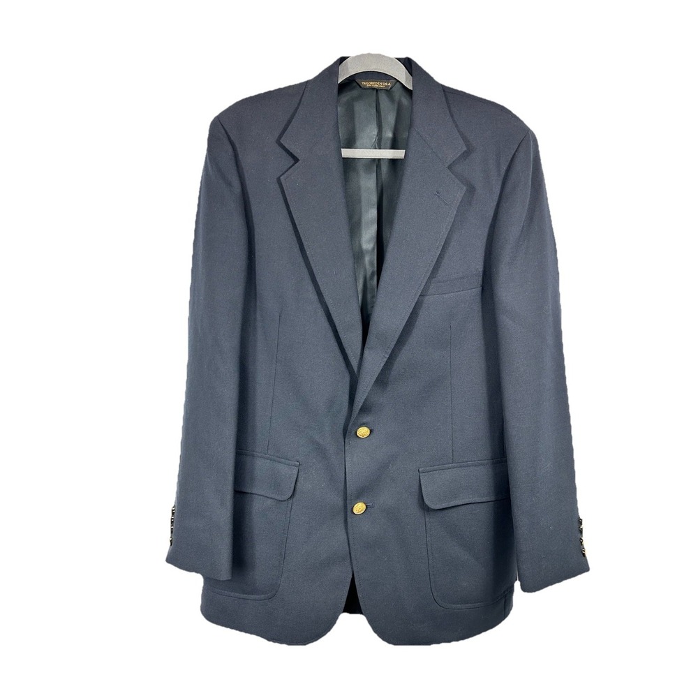 Vintage Sutter&Grant Navy Blazer Gold Crest Buttons Sz 42/44 Ivy League Preppy